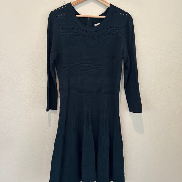 Eliza J Knit Dress Midi Fit & Flare Sweater Dark Green Zip Back Classic Office - Picture 6 of 11